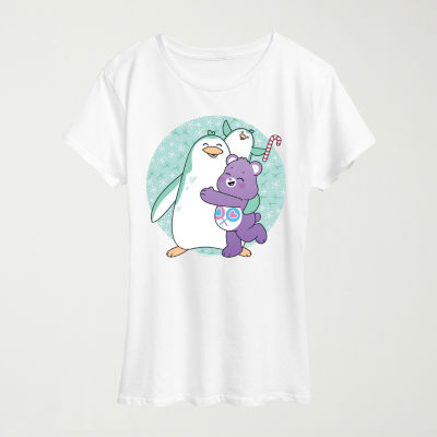 Penguin On Ice Womens Crew Neck Short Sleeve Regular Fit Care Bears Graphic T-Shirt
