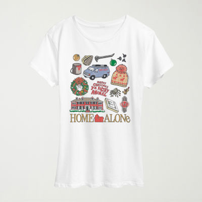 Sticker Style Womens Crew Neck Short Sleeve Regular Fit Graphic T-Shirt