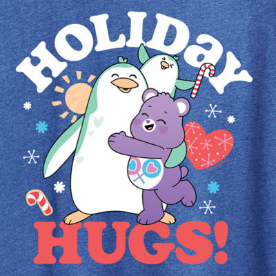 Holiday Hugs Womens Crew Neck Short Sleeve Regular Fit Care Bears Graphic T-Shirt