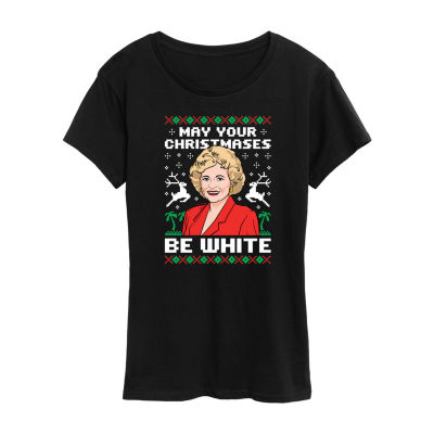 White Christmas Womens Crew Neck Short Sleeve Regular Fit Graphic T-Shirt