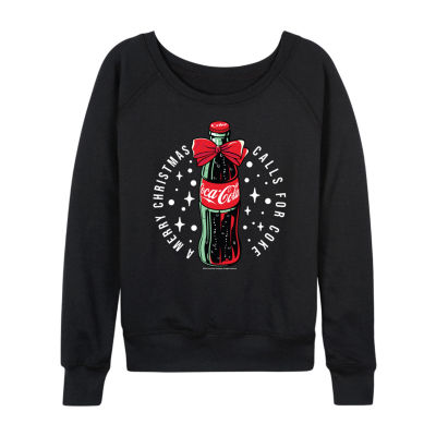 Bow On Bottle Womens Round Neck Long Sleeve Regular Fit Graphic T-Shirt