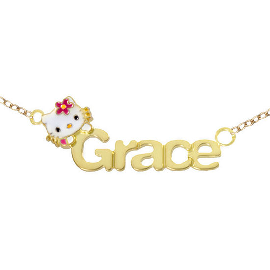 Hello Kitty® Personalized Girls 14K Yellow Gold Over Sterling Silver Name Necklace