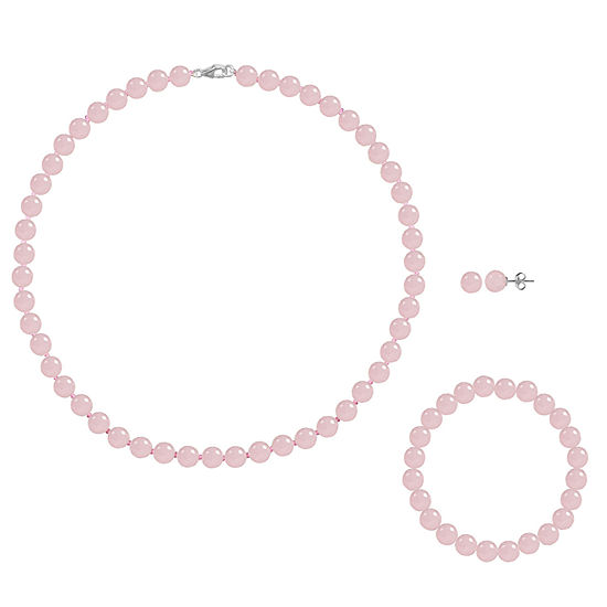 Genuine Pink Agate Sterling Silver 3-pc. Jewelry Set