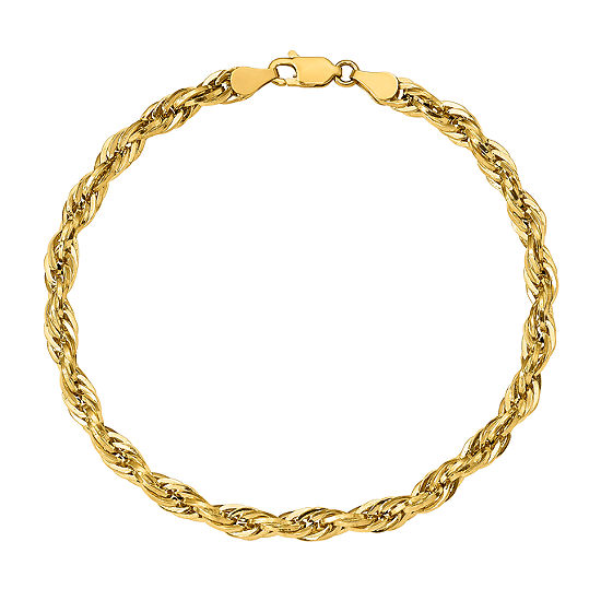 14K Gold 8 Inch Semisolid Rope Chain Bracelet
