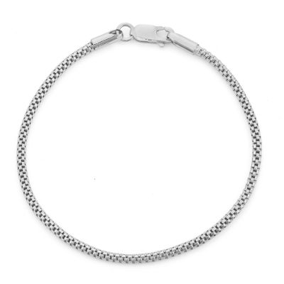 Womens Sterling Silver 7.25 Inch Solid Link Chain Bracelet