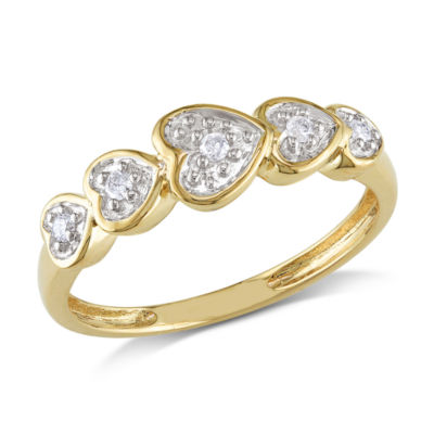 Womens Diamond Accent Natural White 10K Gold Heart Cocktail Ring