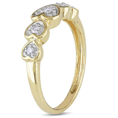 Womens Diamond Accent Natural White 10K Gold Heart Cocktail Ring