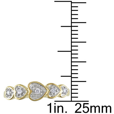 Womens Diamond Accent Natural White 10K Gold Heart Cocktail Ring