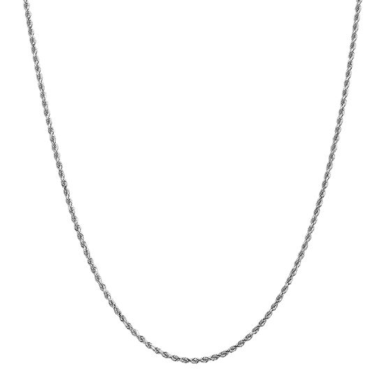 14K White Gold Solid Rope Chain Necklace
