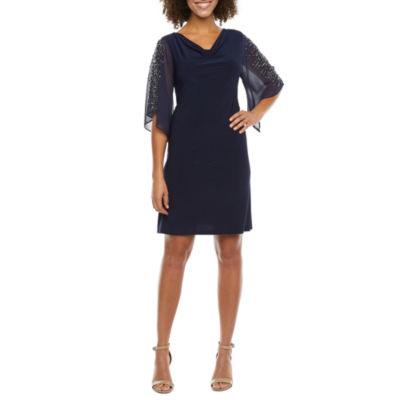 MSK 3/4 Beaded Sleeve Shift Dress, Color Jbs Navy JCPenney