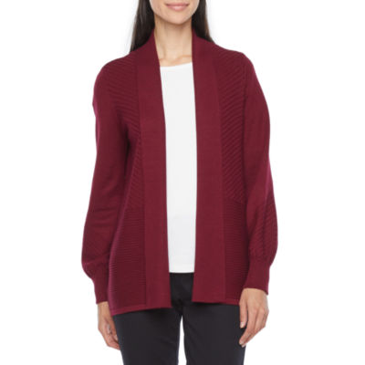 Liz Claiborne Tall Womens Long Sleeve Open Front Cardigan