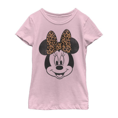 Disney Little & Big Kid Girls Crew Neck Short Sleeve Regular Fit Minnie Mouse Graphic T-Shirt