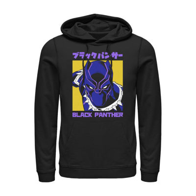 Mens Hooded Long Sleeve Classic Fit Black Panther Marvel Graphic T-Shirt