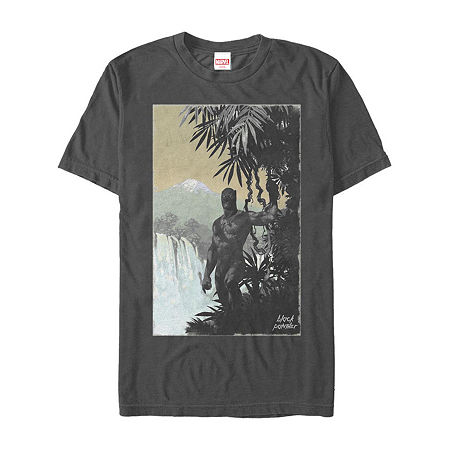 Novelty T-shirts Mens Crew Neck Short Sleeve Classic Fit Black Panther Marvel Graphic T-shirt In Animal Print