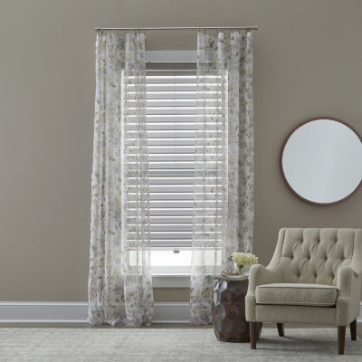 Regal Home Floral Printed Voile Rod Pocket Sheer Single Curtain Panel