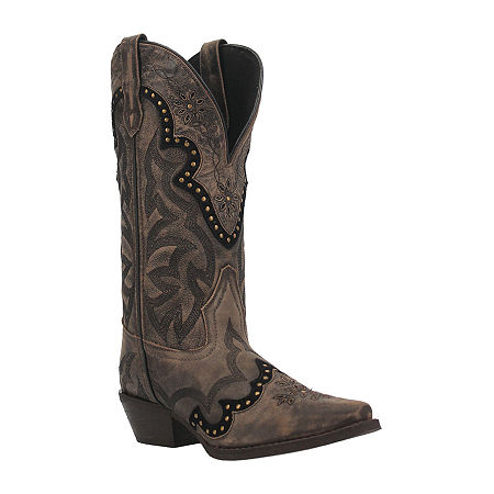 Laredo Womens Skyla Block Heel Cowboy Boots, 10 Medium, Brown