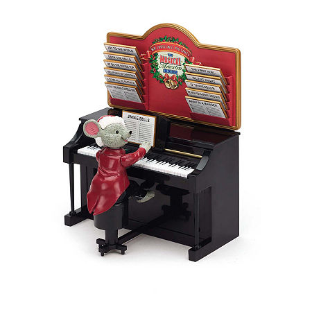 Asstd National Brand Magical Maestro Mouse Animated Christmas Figurine In Red