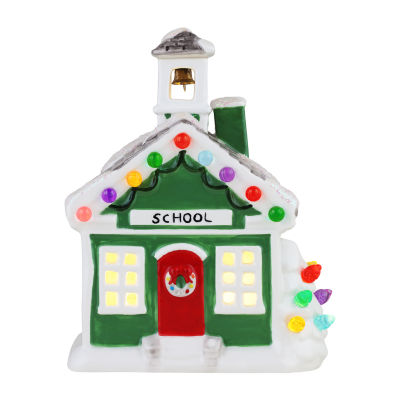 Lighted Ceramic Christmas Village School Tabletop Decor, Color Green JCPenney