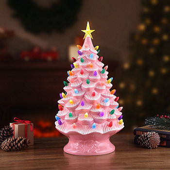 Ceramic Indoor/Outdoor Christmas Tree with Lights and Music Table Top Decor
