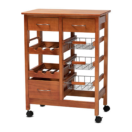 Crayton Wood-Top Kitchen Cart, One Size, Brown