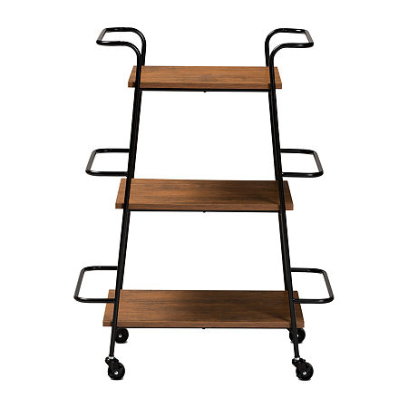 Bernard Wood-Top Serving Cart, One Size, Brown