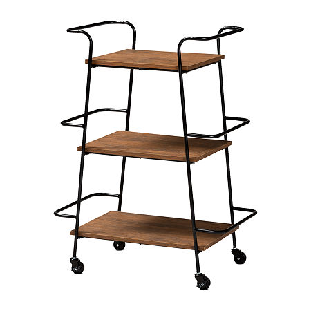 Bernard Wood-Top Serving Cart, One Size, Brown