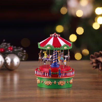 Mini Carnival Carousel Animated Music Box Christmas Tabletop Decor