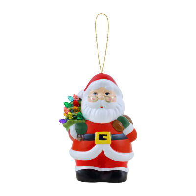 Lighted Mini Nostalgic Ceramic Santa Christmas Ornament