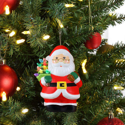 Lighted Mini Nostalgic Ceramic Santa Christmas Ornament