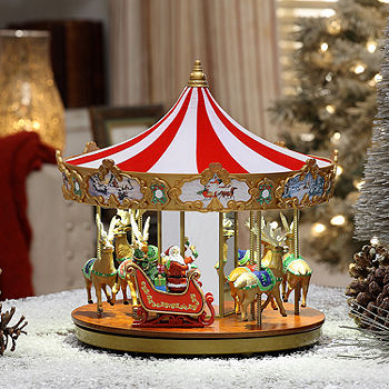 Very Merry Christmas Carousel Animated Tabletop Decor, Color: Red ...