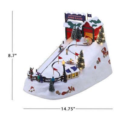 Wonderland Alpine Slalom Animated Christmas Tabletop Decor