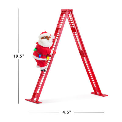 Super Climbing African American Santa Animated Christmas Tabletop Decor