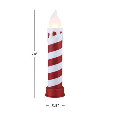 Mr. Christmas 24" LED Red And White Striped Blow Mold Candle