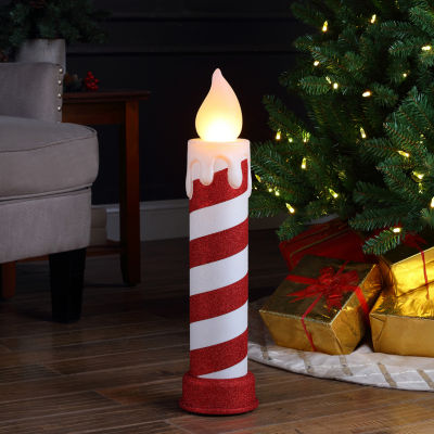 Mr. Christmas 24" LED Red And White Striped Blow Mold Candle