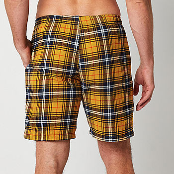 St. John's Bay Mens Big and Tall Flannel Pajama Shorts, Color: Gold Plaid -  JCPenney