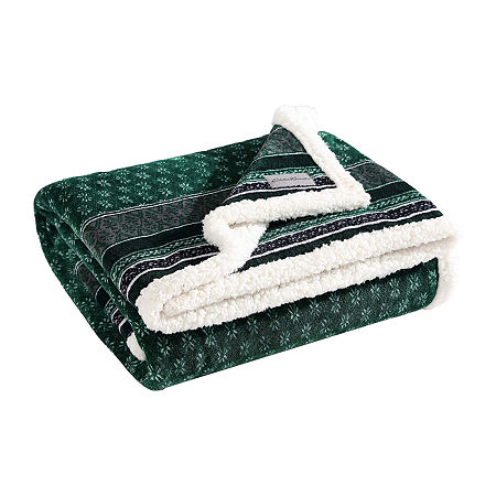 Eddie Bauer Fair Isle Lightweight Throw, One Size, Green