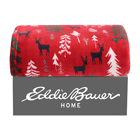 Eddie Bauer Deer Woods Lightweight Throw, One Size, Red