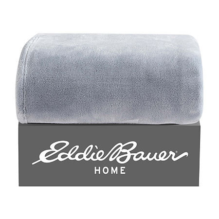 Eddie Bauer Ultra Lux Plush Reversible Lightweight Throw, One Size, Gray