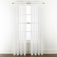 Liz Claiborne Lisette Sheer Rod Pocket Single Curtain Panel, One Size, White