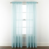 Liz Claiborne Lisette Sheer Rod Pocket Single Curtain Panel, One Size, Blue