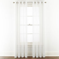 Liz Claiborne Lisette Sheer Grommet Top Single Curtain Panel, One Size, White