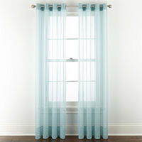 Liz Claiborne Lisette Sheer Grommet Top Single Curtain Panel, One Size, Blue