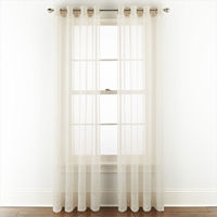 Liz Claiborne Lisette Sheer Grommet Top Single Curtain Panel, One Size, Beige