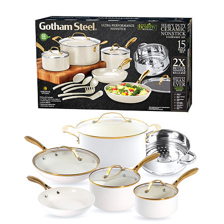 Gotham Steel Ultra Utensils 15-pc. Non-Stick Cookware Set, One Size, White