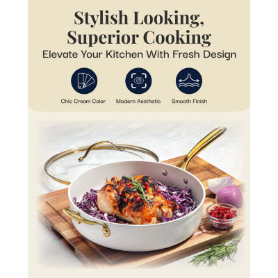 Gotham Steel Ultra 5.5-qt. Non-Stick Jumbo Cooker Pan with Lid and Gold Handle