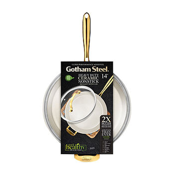 Gotham Steel Hammered Copper 14 Nonstick Family Fry Pan with Helper Handle  and Glass Lid, Oven & Dishwasher Safe