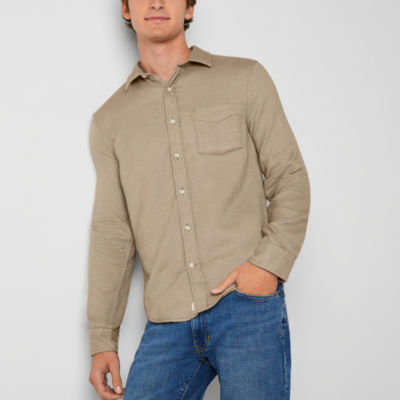 mutual weave Mens Regular Fit Long Sleeve Chambray Twill Button-Down Shirt
