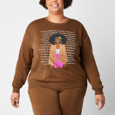 Hope & Wonder Black History Month Womens Plus Long Sleeve 'My Black Is Beautiful' Sweatshirt
