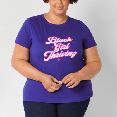 Hope & Wonder Black History Month Womens Plus Short Sleeve 'Black Girl Thriving' Graphic T-Shirt