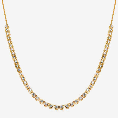 H-I / I1) Womens 1 1/2 CT. T.W. Lab Grown White Diamond 10K Gold Tennis Necklaces